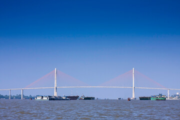 Fototapeta premium Cau Rach Mieu Bridge spans the Mekong at My Tho, Vietnam, Asia
