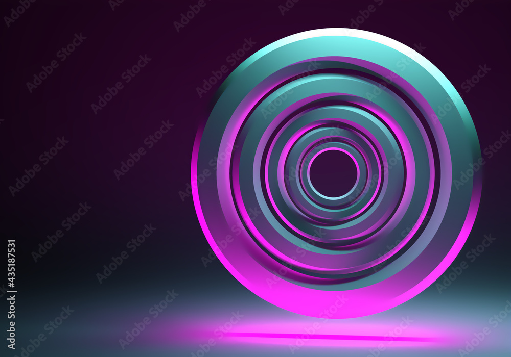Poster color wheel. a circular color palette with bright colors. neon circles and space for text. geometric