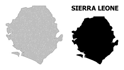 Polygonal mesh map of Sierra Leone in high detail resolution. Mesh lines, triangles and dots form map of Sierra Leone.