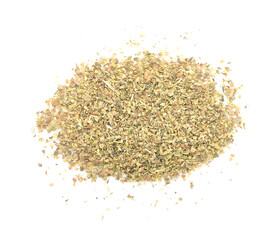Ground Oregano on white background.