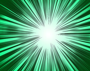 Green radiation background. An image with a flashy sense of speed.