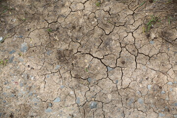 Drought, dry lake bed (focus on the earth)