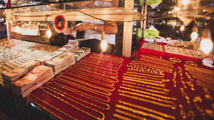 Cambodia riels banknote at a gold shop.