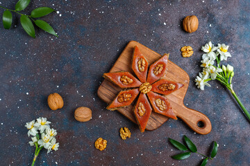 Traditional Azerbaijan holiday Novruz sweets pakhlavas.