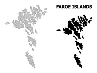 Polygonal mesh map of Faroe Islands in high resolution. Mesh lines, triangles and points form map of Faroe Islands.