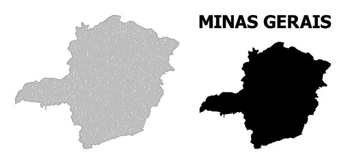 Polygonal mesh map of Minas Gerais State in high detail resolution. Mesh lines, triangles and dots form map of Minas Gerais State.