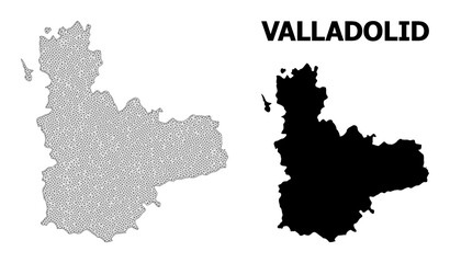 Obraz premium Polygonal mesh map of Valladolid Province in high resolution. Mesh lines, triangles and points form map of Valladolid Province.