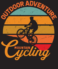 Outdoor adventure mountain cycling vintage t-shirt design 