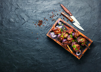 Grilled beef liver kebabs