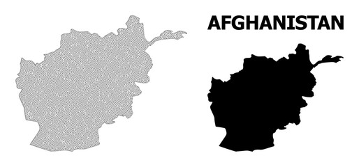 Polygonal mesh map of Afghanistan in high detail resolution. Mesh lines, triangles and dots form map of Afghanistan.