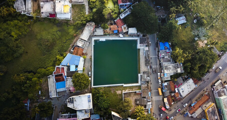 Aerial view of a pond
