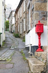 One of the many narrow streets in the older part of Newlyn, Cornwall, UK. Most are old fisherman's cottages.