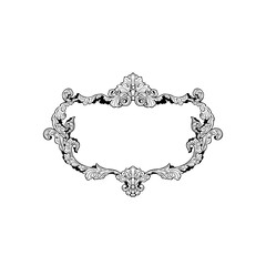 唐草の手描きの線画イラストのフレーム