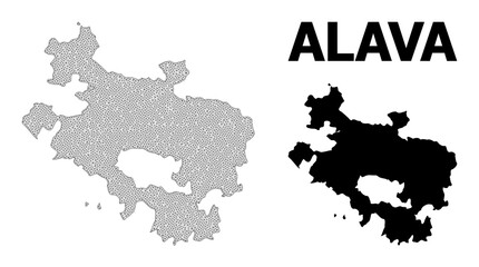 Polygonal mesh map of Alava Province in high resolution. Mesh lines, triangles and dots form map of Alava Province.