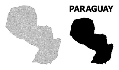 Polygonal mesh map of Paraguay in high detail resolution. Mesh lines, triangles and dots form map of Paraguay.