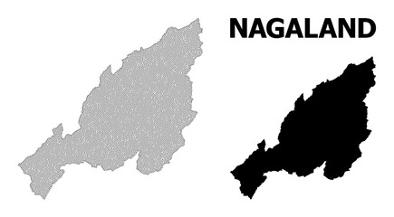 Polygonal mesh map of Nagaland State in high resolution. Mesh lines, triangles and dots form map of Nagaland State.