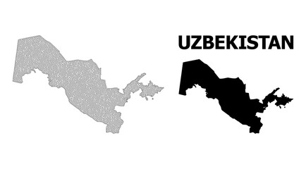 Polygonal mesh map of Uzbekistan in high detail resolution. Mesh lines, triangles and points form map of Uzbekistan.