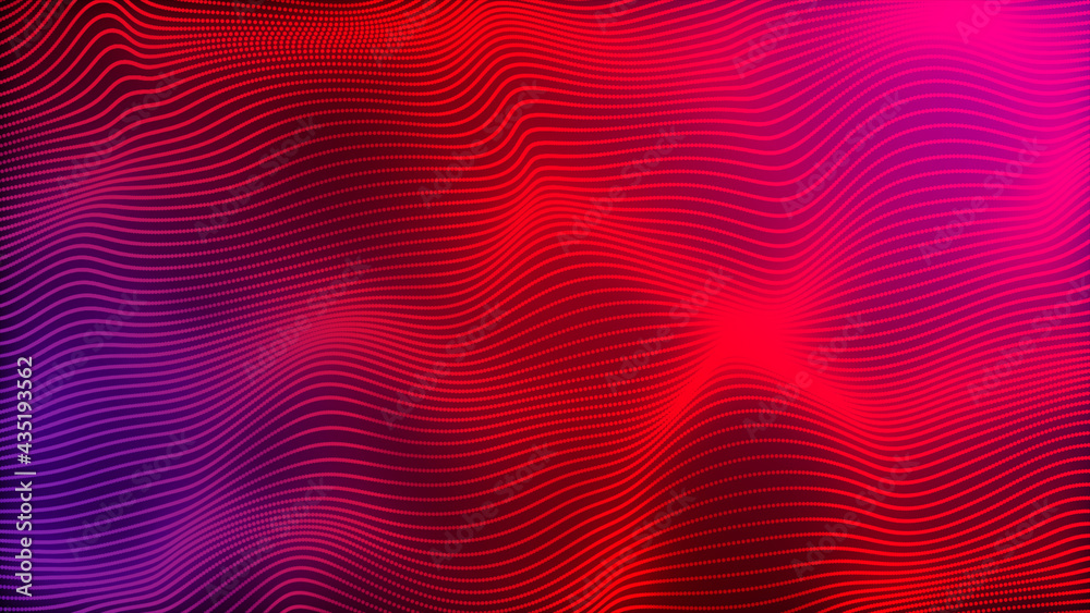Poster red color digital particle wave flow and light technology cyberspace abstract background