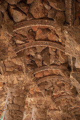 openwork stone ceiling of the gallery in the garden of Guell