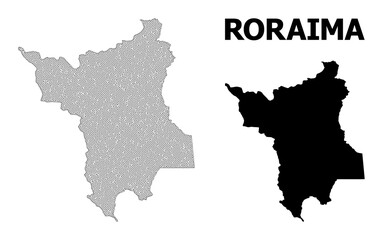Polygonal mesh map of Roraima State in high detail resolution. Mesh lines, triangles and points form map of Roraima State.