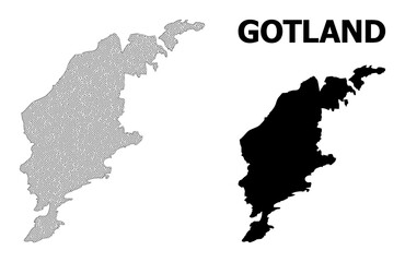 Polygonal mesh map of Gotland Island in high resolution. Mesh lines, triangles and dots form map of Gotland Island.