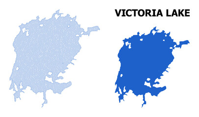 Obraz premium Polygonal mesh map of Victoria Lake in high detail resolution. Mesh lines, triangles and points form map of Victoria Lake.