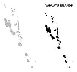 Polygonal mesh map of Vanuatu Islands in high resolution. Mesh lines, triangles and dots form map of Vanuatu Islands.