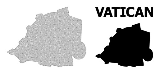 Polygonal mesh map of Vatican in high detail resolution. Mesh lines, triangles and points form map of Vatican.