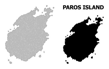 Polygonal mesh map of Paros Island in high detail resolution. Mesh lines, triangles and points form map of Paros Island.