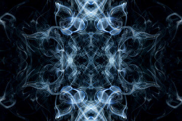 abstract graphics black blue fractal reflection symbol, design effect meditation background
