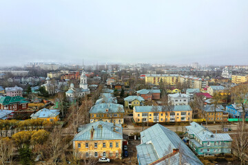 vologda view of the city from a drone, buildings architecture, a trip to the province in russia