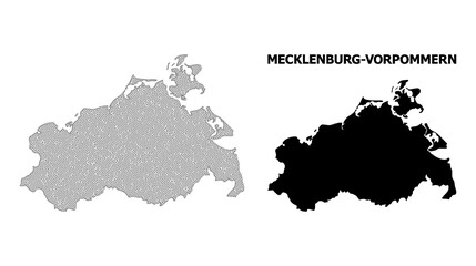 Polygonal mesh map of Mecklenburg-Vorpommern State in high resolution. Mesh lines, triangles and dots form map of Mecklenburg-Vorpommern State.
