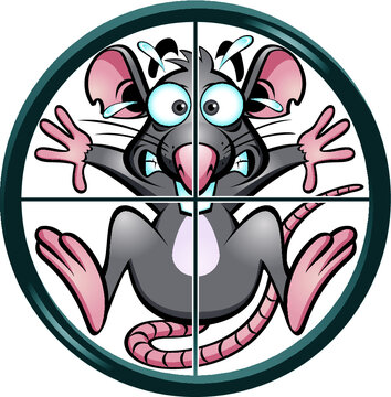 cartoon style rat in Gun Sight Crosshair