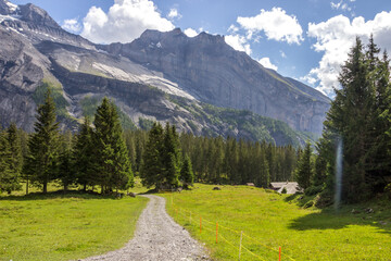 The Kandersteg Valley and mountain pastures in Switzerland 