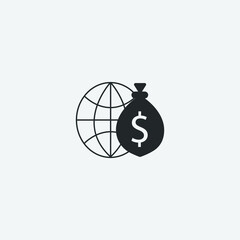 dollar symbol on globe
