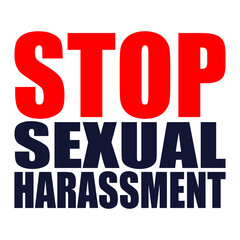 Contrast inscription stop sexual harassment.  Campaign against sexual harassment, graphic female symbol, vector label concept
