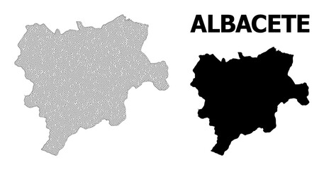 Polygonal mesh map of Albacete Province in high resolution. Mesh lines, triangles and points form map of Albacete Province.