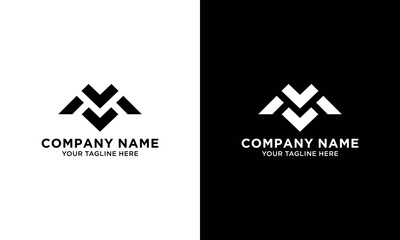 Obraz premium Abstract Geometric Line Initial Letter mv triangle Logo.