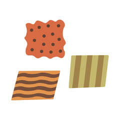 Pieces of fabric. Flaps. Colorful hand drawn vector illustration isolated. Napkin or handkerchief