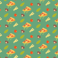 Seamless pattern wrapaper with slice pizza for pizzeria
