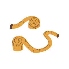 Set of centimeters. Measurement tape. Colorful vector illustration in hand drawn style isolated