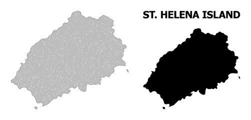 Polygonal mesh map of Saint Helena Island in high detail resolution. Mesh lines, triangles and points form map of Saint Helena Island.