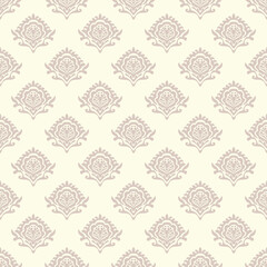 Damask seamless vector pattern. Classic old fashioned damask ornament, royal victorian seamless texture for wallpaper, textile, packaging. Baroque floral pattern