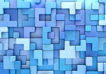 3D rendering abstract background pattern shades of blue rounded shapes
