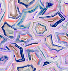 Seamless pattern with agate. Mineral stone watercolor print