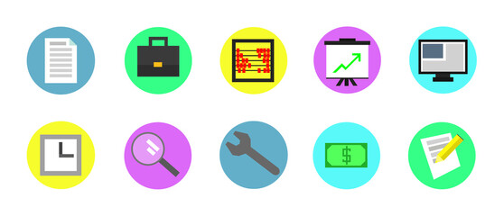 Set of icons about work and office.