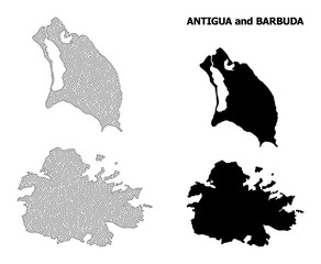Polygonal mesh map of Antigua and Barbuda in high detail resolution. Mesh lines, triangles and points form map of Antigua and Barbuda. © Sergey