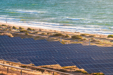 Solar panels installed along the seashore in South Australia