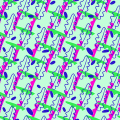 Abstract seamless artwork with hand drawn nature motif pattern