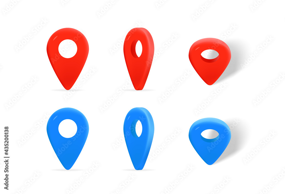Poster red and blue map piты isolated on white background